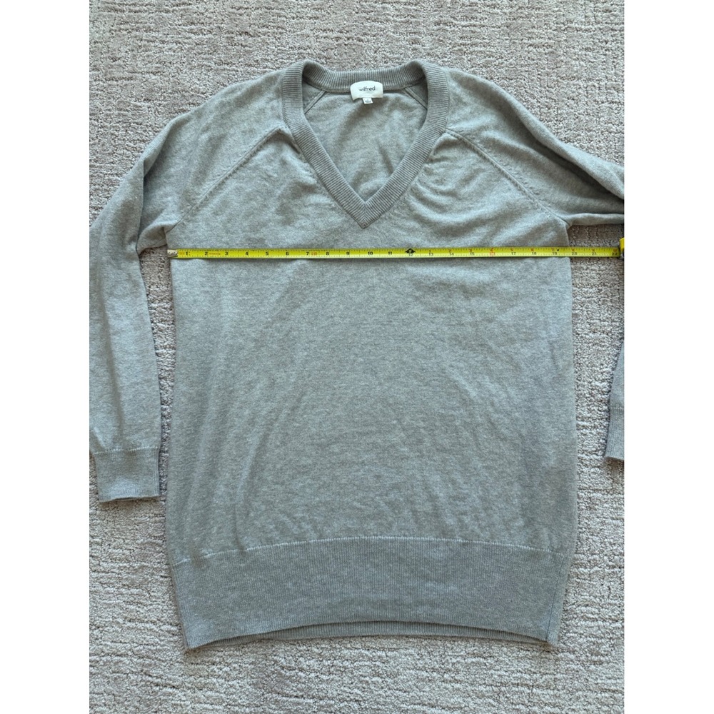 Wilfred Aritzia V-Neck Sweater Women S Grey Wool Cashmere Knit Pullover Luxury - Picture 2 of 9